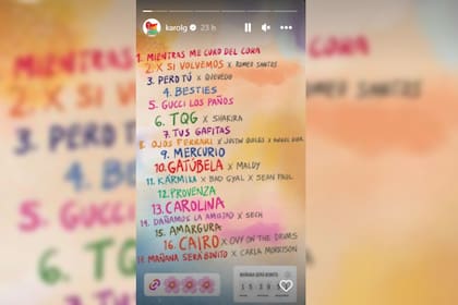 17 canciones forman parte del nuevo álbum (Foto Instagram @karolg)