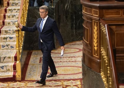 17/07/2024 El presidente del Partido Popular, Alberto Núñez Feijóo, durante una sesión extraordinaria en el Congreso de los Diputados, a 17 de julio de 2024, en Madrid (España).