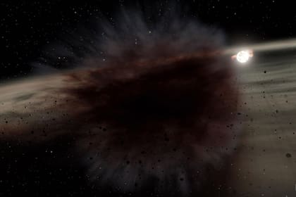 18-03-2022 Esta ilustración representa el resultado de una colisión entre dos grandes cuerpos del tamaño de un asteroide. POLITICA INVESTIGACIÓN Y TECNOLOGÍA NASA/JPL-CALTECH