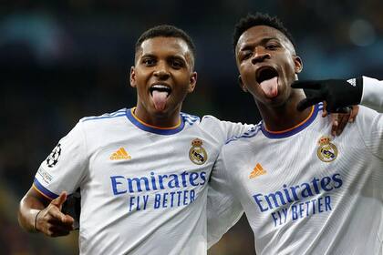 19-10-2021 Rodrygo y Vinicius celebran uno de los goles del Real Madrid ante el Shakhtar en la Liga de Campeones 2021-2022 EUROPA DEPORTES UCRANIA REAL MADRID