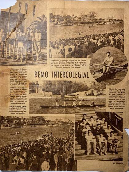 1943. La revista El Gráfico retrata el torneo intercolegial, semillero de generaciones de remeros