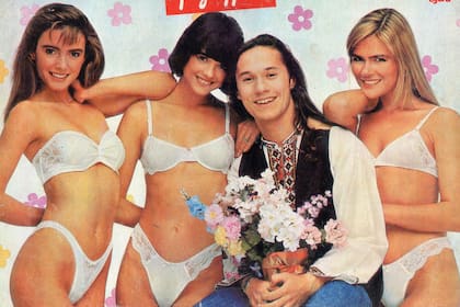 1991.
Publicidad de Caro Cuore con
Victoria Nocetti, Araceli González y
Diego Torres, que en ese entonces
protagonizaba La banda del
Golden Rocket, un furor en la TV