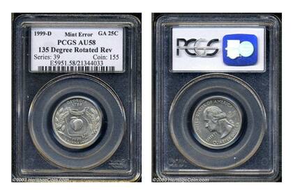 1999-D Georgia con reverso girado (Foto Heritage Auctions)