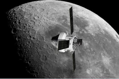 20-05-2021 Ilustración de nave espacial Artemis en órbita lunar.  Las misiones planificadas para devolver a los humanos a la Luna deben darse prisa para evitar uno de los períodos más activos y peligrosos para el clima espacial extremo.  POLITICA INVESTIGACIÓN Y TECNOLOGÍA ESA