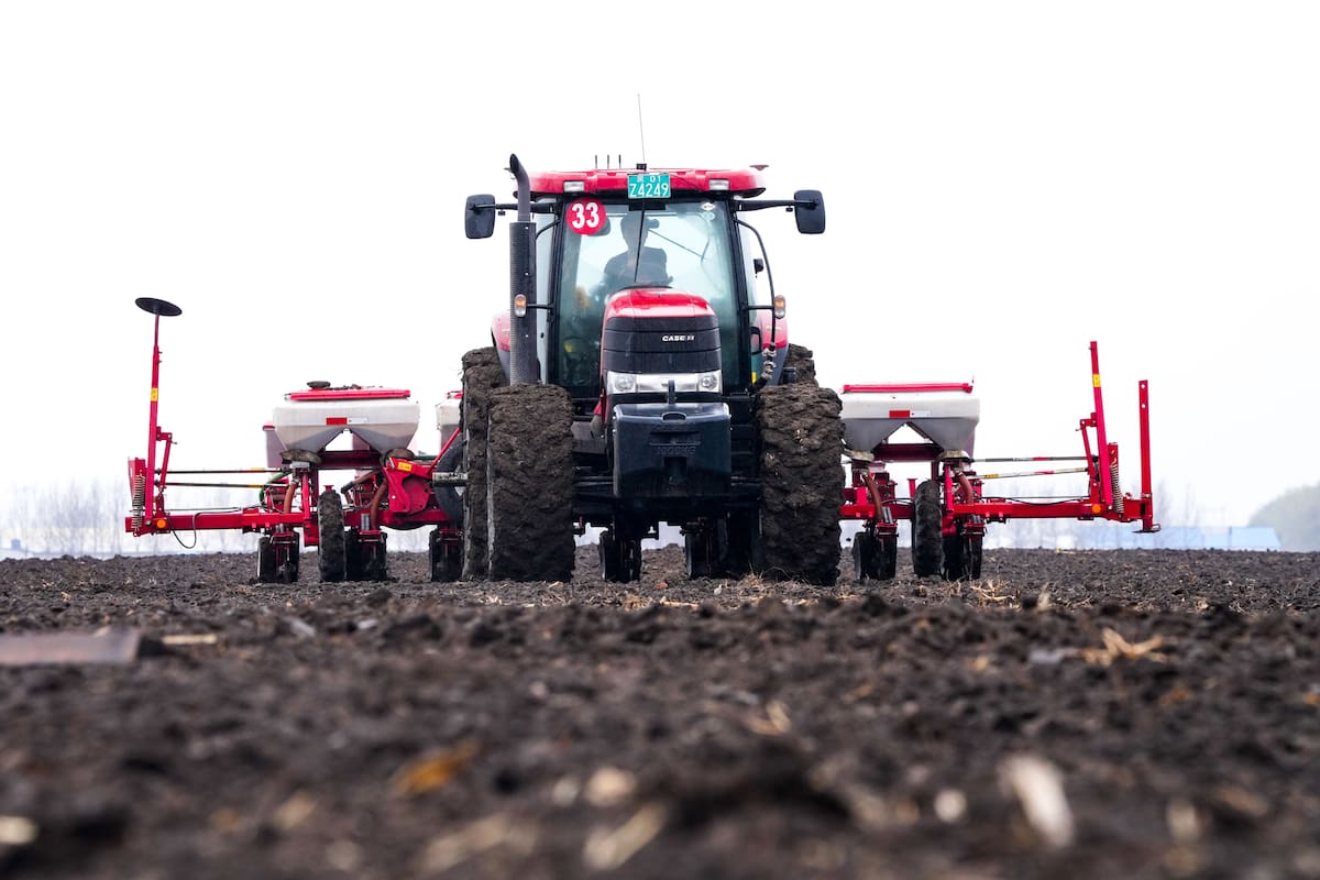 (200420) -- HARBIN, 20 abril, 2020 (Xinhua) -- Un agricultor conduce un tractor para plantar maiz en un campo en el distrito de Shuangcheng de Harbin, provincia de Heilongjiang, en el noreste de China, el 20 de abril de 2020. La siembra de primavera en la provincia de Heilongjiang ha comenzado recientemente. (Xinhua/Wang Song) (ah) (vf) (ce