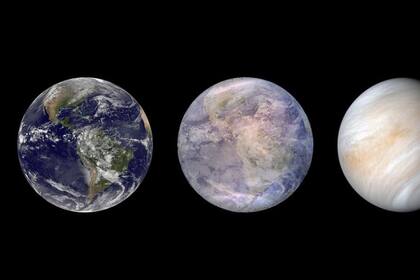 20/06/2023 Impresión artística que muestra la evolución potencial del exoplaneta LP 890-9c de una Tierra caliente a un Venus desecado. POLITICA INVESTIGACIÓN Y TECNOLOGÍA CARL SAGAN INSTITUTE/R. PAYNE