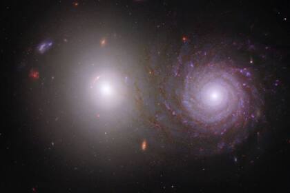 20/11/2023 Esta imagen, que muestra una galaxia elíptica (izquierda) y una galaxia espiral (derecha), incluye luz infrarroja cercana del Telescopio Espacial James Webb y luz ultravioleta y visible del Telescopio Espacial Hubble.. Astrofísicos afirman haber encontrado una respuesta a por qué faltan galaxias espirales como nuestra Vía Láctea en una parte de nuestro Universo Local denominada Plano Supergaláctico. POLITICA INVESTIGACIÓN Y TECNOLOGÍA NASA/ESA/CSA