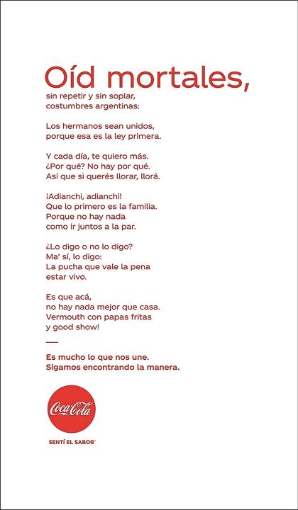 2019_Coca-Cola.“Es mucho lo que nos une. Sigamos encontrando la manera”