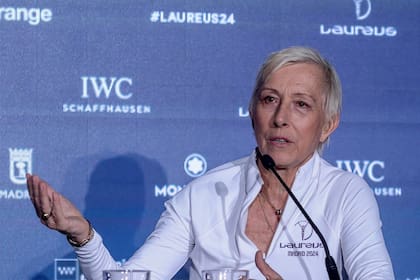 21/04/2024 La extenista Martina Navratilova durante una rueda de prensa, en el Palacio de Cibeles, a 21 de abril de 2024, en Madrid (España). El Palacio de Cibeles de Madrid acoge mañana, 22 de abril, la gala de la 25 edición de los Premios Laureus del Deporte Mundial, los denominados 'Oscar del Deporte' que reconocen a los y las mejores deportistas y equipos del año 2023 en varias categorías. La capital toma el relevo de París y se convierte en la tercera ciudad española en albergar este evento tras Barcelona (2006 y 2007) y Sevilla (2021 y 2022). DEPORTES Ricardo Rubio - Europa Press
