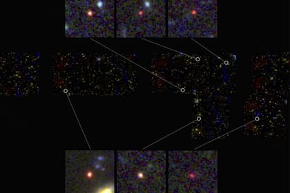 22/02/2023 Imágenes de seis galaxias masivas candidatas, vistas 500-700 millones de años después del Big Bang. POLITICA INVESTIGACIÓN Y TECNOLOGÍA NASA, ESA, CSA, I. LABBE