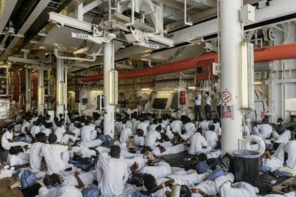 24-10-2021 Migrantes rescatados por Médicos sin Fronteras a bordo del barco 'Geo Barents' POLITICA MAGREB AFRICA LIBIA INTERNACIONAL FILIPPO TADDEI / MSF