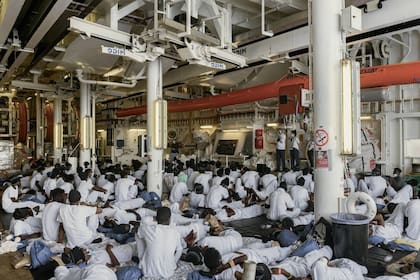 24/10/2021 Migrantes rescatados por Médicos sin Fronteras a bordo del barco 'Geo Barents' POLITICA MAGREB AFRICA LIBIA INTERNACIONAL FILIPPO TADDEI / MSF