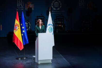 26-11-2021 La presidenta de la Comunidad de Madrid, Isabel Díaz Ayuso en la inauguración de la Asamblea de la UIP ESPAÑA EUROPA MADRID POLÍTICA Comunidad de Madrid
