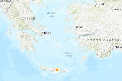 27-09-2021 Terremoto frente a las costas de la isla de Creta, en Grecia POLITICA BALCANES EUROPA GRECIA INTERNACIONAL USGS