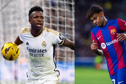 27/03/2024 Los futbolistas Vinícius Júnior (Real Madrid) y Lamine Yamal (FC Barcelona). DEPORTES