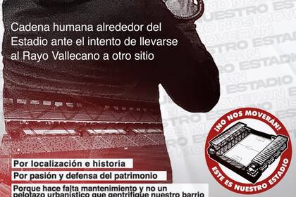 28/02/2024 Una cadena humana rodeará este sábado el estadio del Rayo para defender su permanencia en Vallecas. Una cadena humana rodeará este sábado el estadio del Rayo para defender su permanencia en Vallecas, una protesta que comenzará a las 12.30 horas. DEPORTES RODEA EL ESTADIO