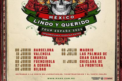 29/11/2023 Cartel de la gira española de Maná en 2024 CATALUÑA ESPAÑA EUROPA BARCELONA CULTURA LIVE NATION