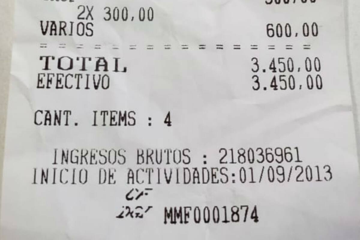 3450 pesos por una picada