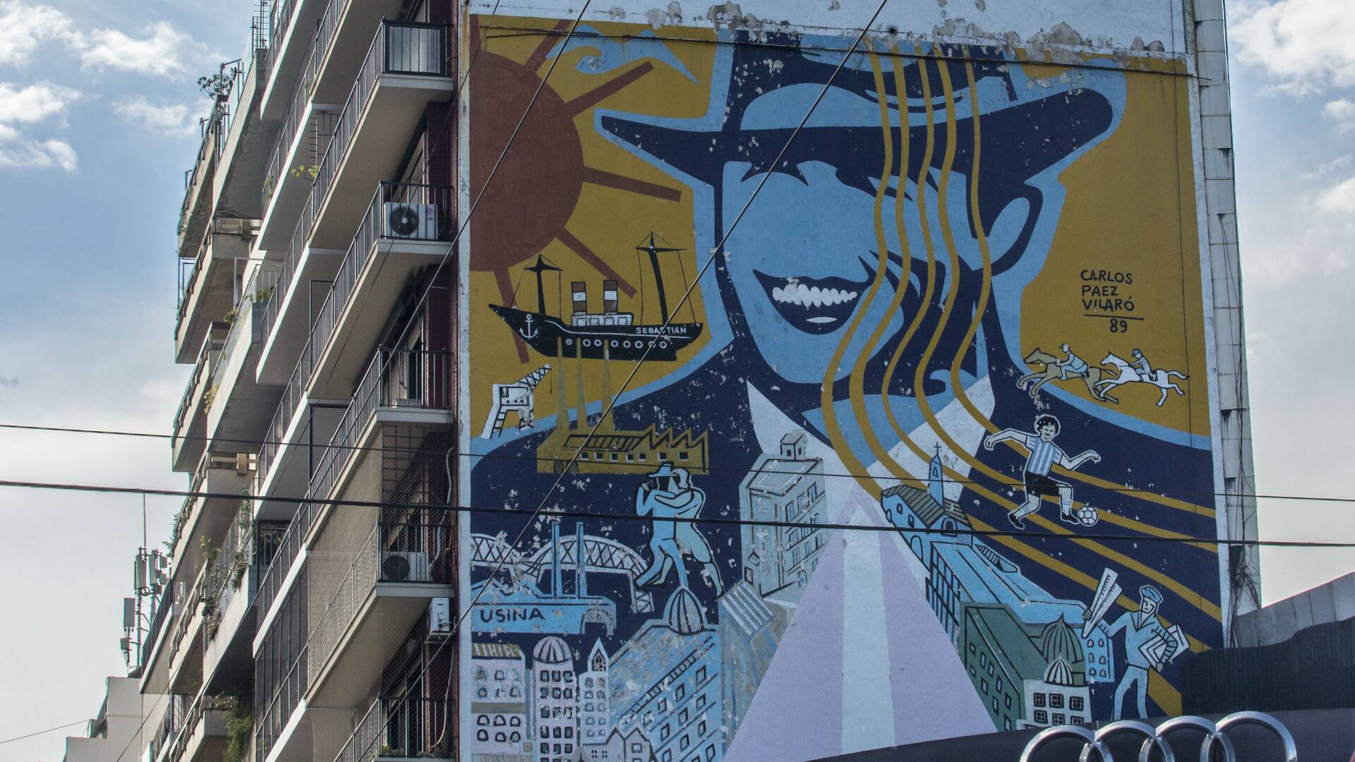 Desgastado, el mural de Páez Vilaró que representa a Buenos Aires cumple 30 años