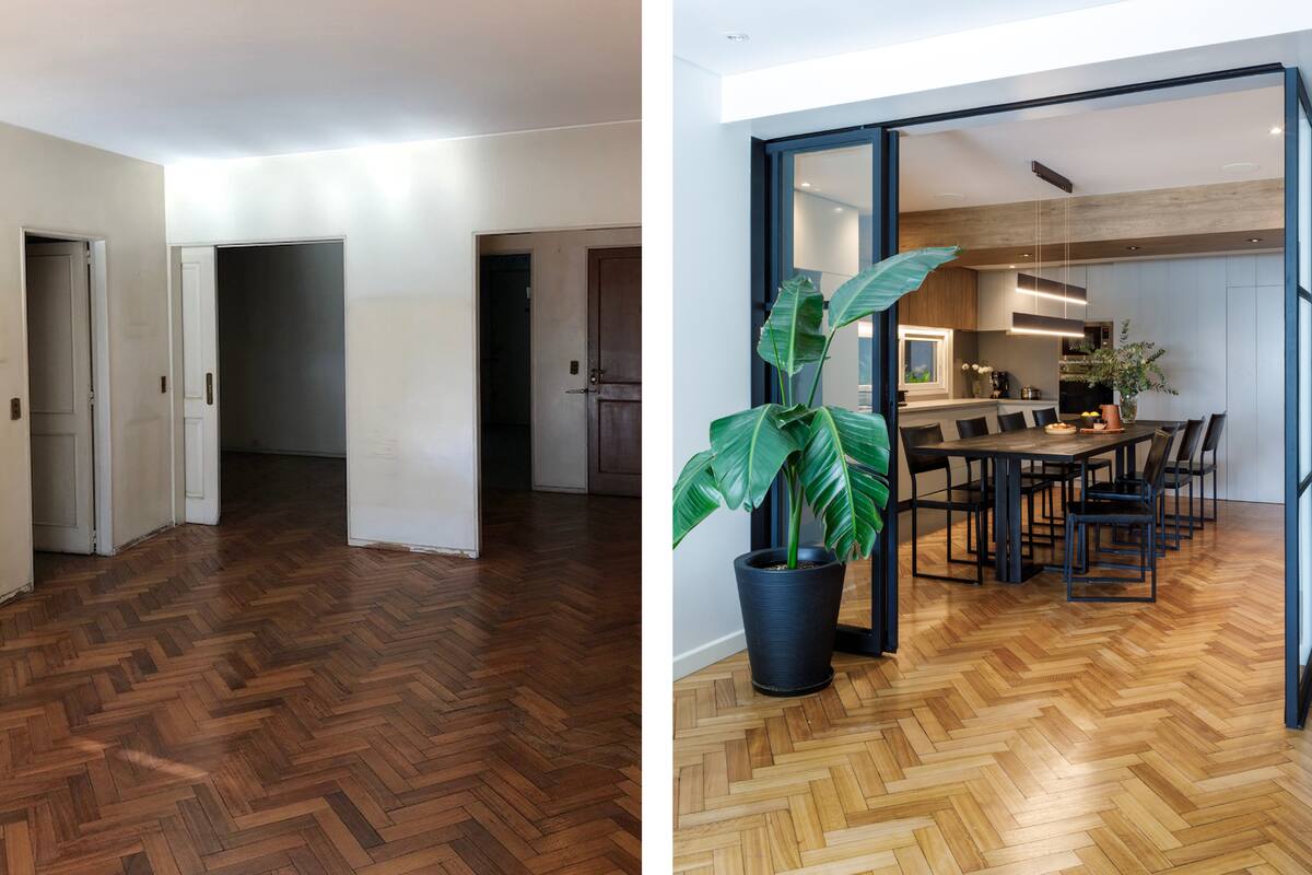 Giro de 180°: Cambiaron la orientación de los ambientes para integrarlos y llevar la luz del balcón a la cocina