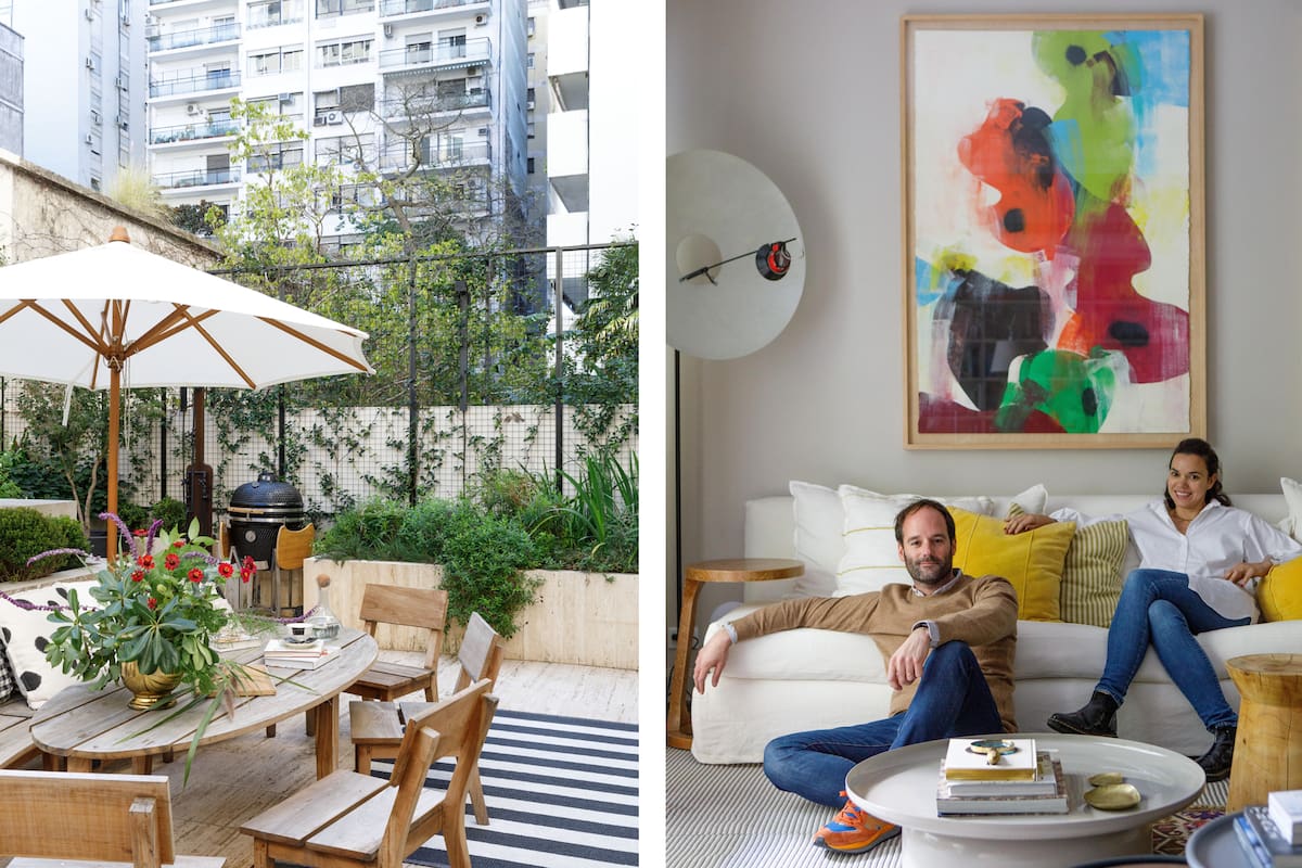 Una interiorista y un arquitecto se mudaron a un primer piso oscuro, pero con una terraza que podía hacerlo un paraíso