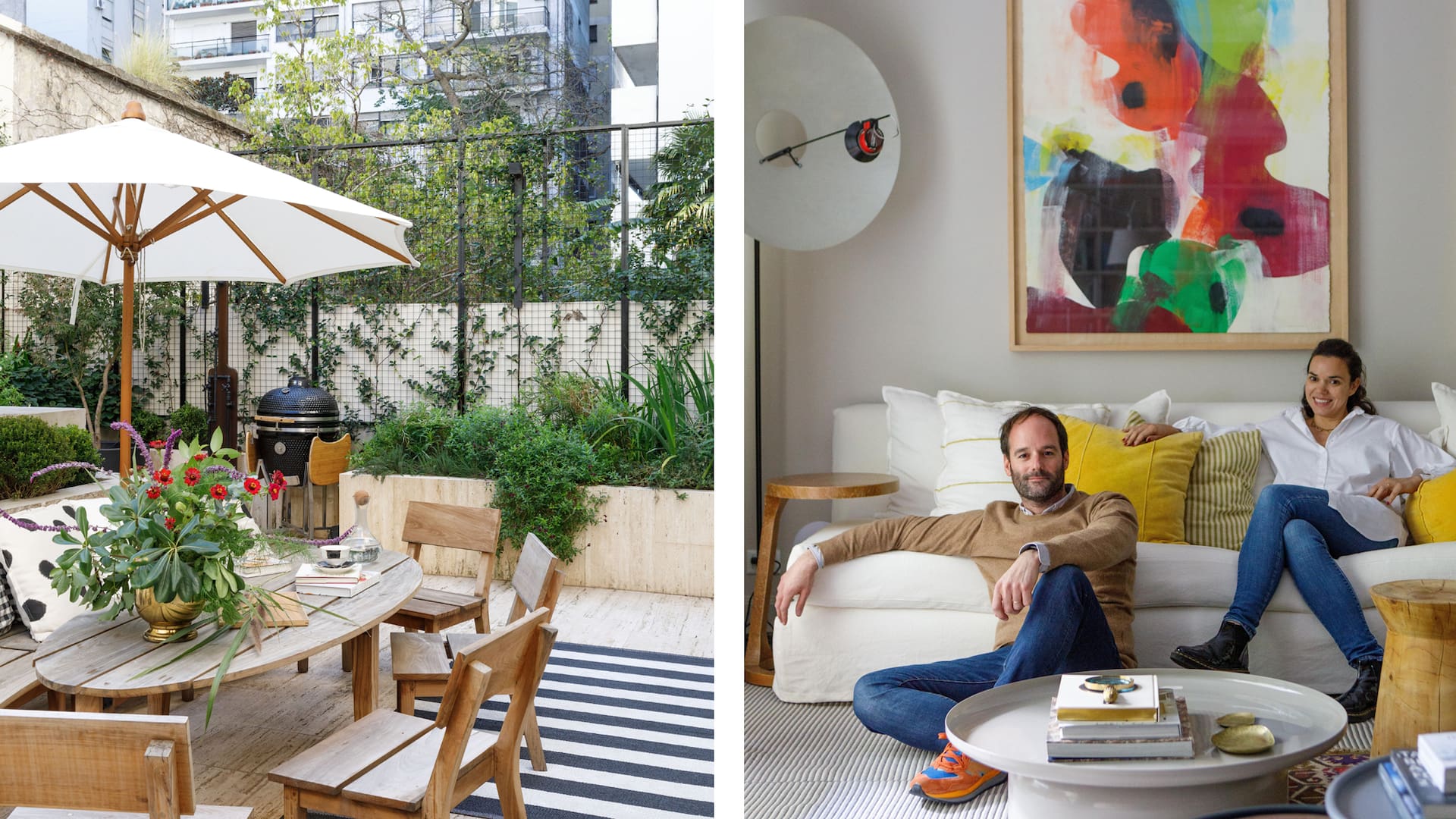 Una interiorista y un arquitecto se mudaron a un primer piso oscuro, pero con una terraza que podía hacerlo un paraíso