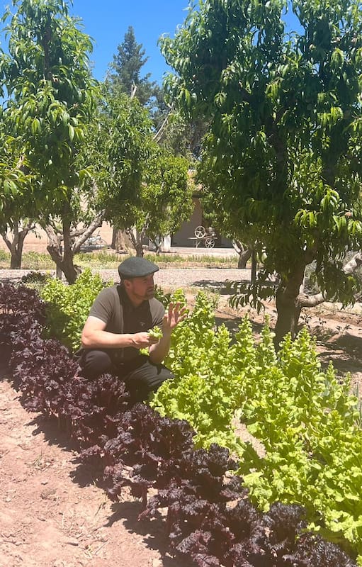 Edward Holloway en la huerta de Agostino Wines