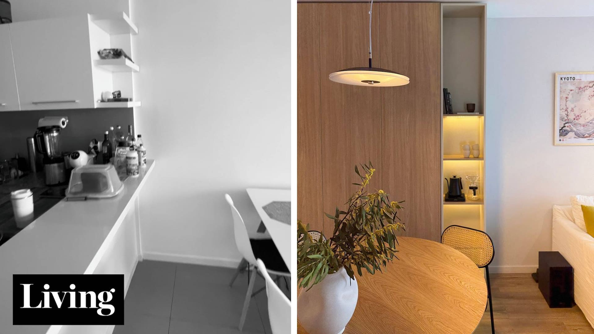 Hazaña en pocos metros. Sumaron muebles de guardado y mesada manteniendo cocina, living y comedor divinamente integrados
