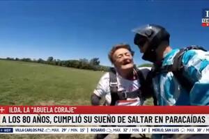 A los 80 años cumplió su sueño de saltar en paracaídas; Ilda, la "abuela coraje"