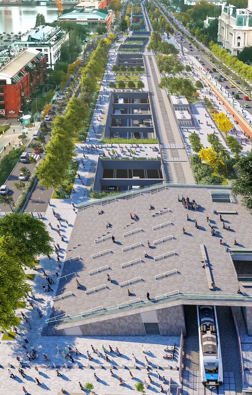 Paseo del Bajo: construyen escalinatas que unirán Plaza de Mayo con Puerto Madero