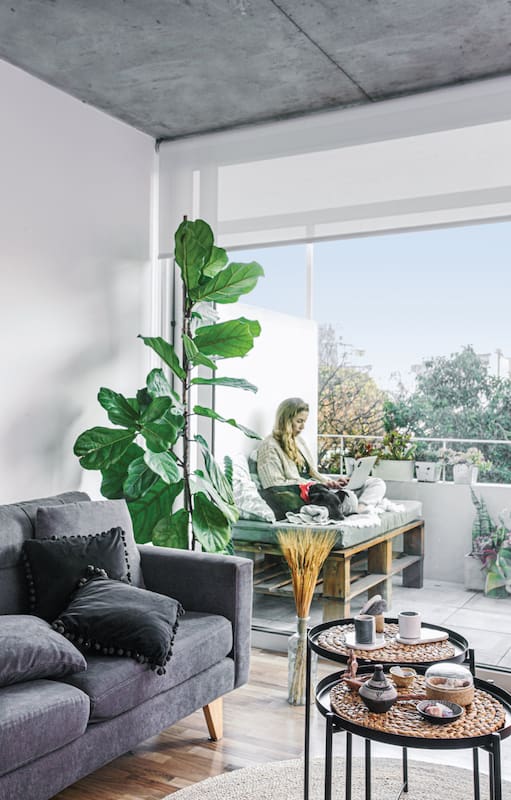 Con blanco, luz y muchas plantas, el departamento de dos ambientes de una joven pareja de profesionales