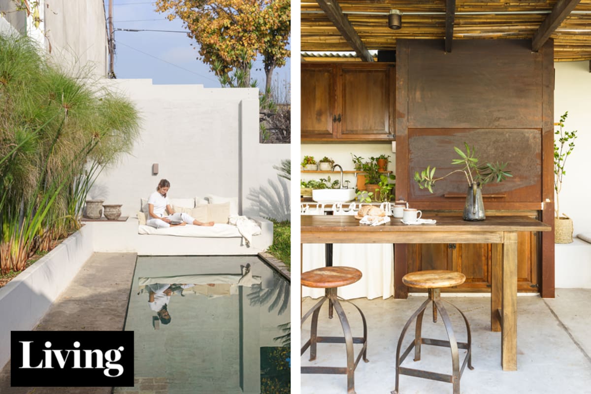 Antes y después. Una pareja hizo su casa uniendo dos de 35m2 y potenció su jardincito construyendo pileta y parrilla