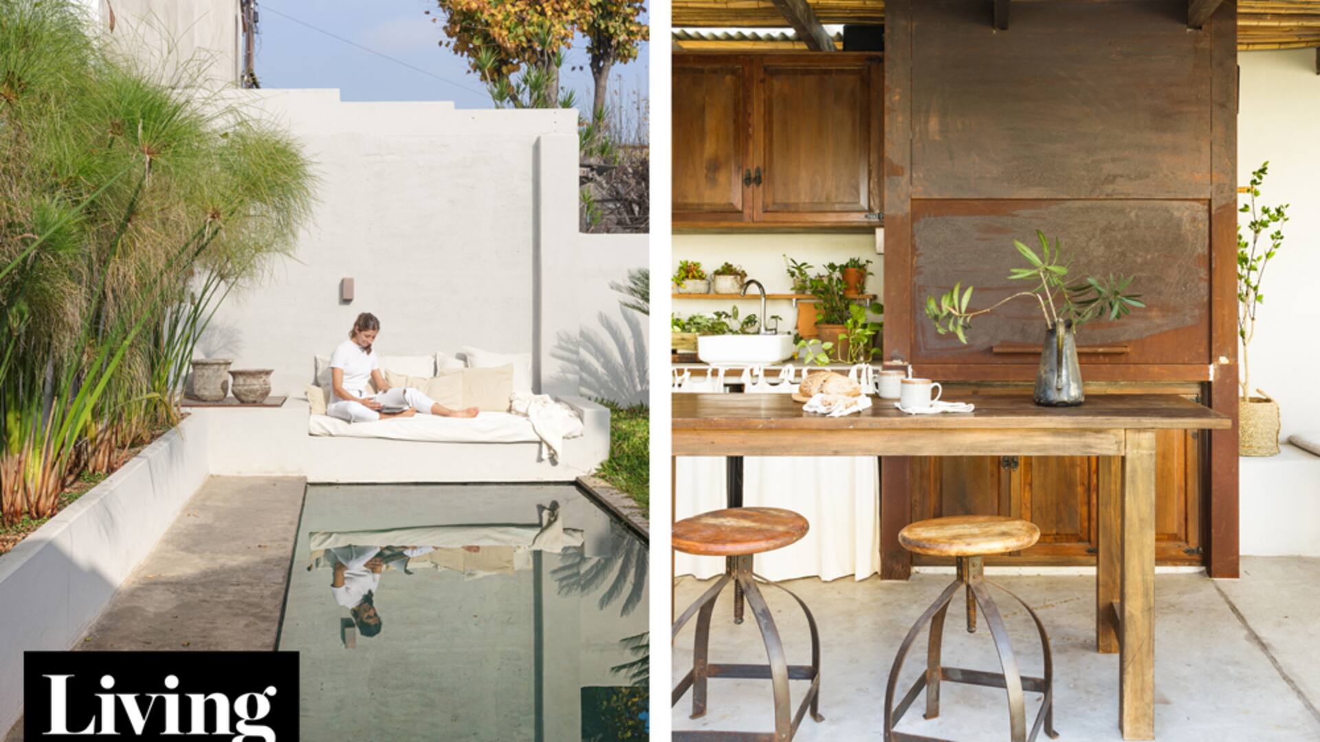 Antes y después. Una pareja hizo su casa uniendo dos de 35m2 y potenció su jardincito construyendo pileta y parrilla