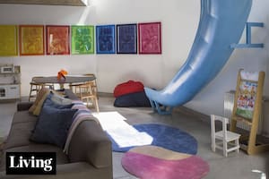 ¿Un tobogán en el living? Mirá cómo se transformó esta casa-taller en un hogar familiar lleno de color