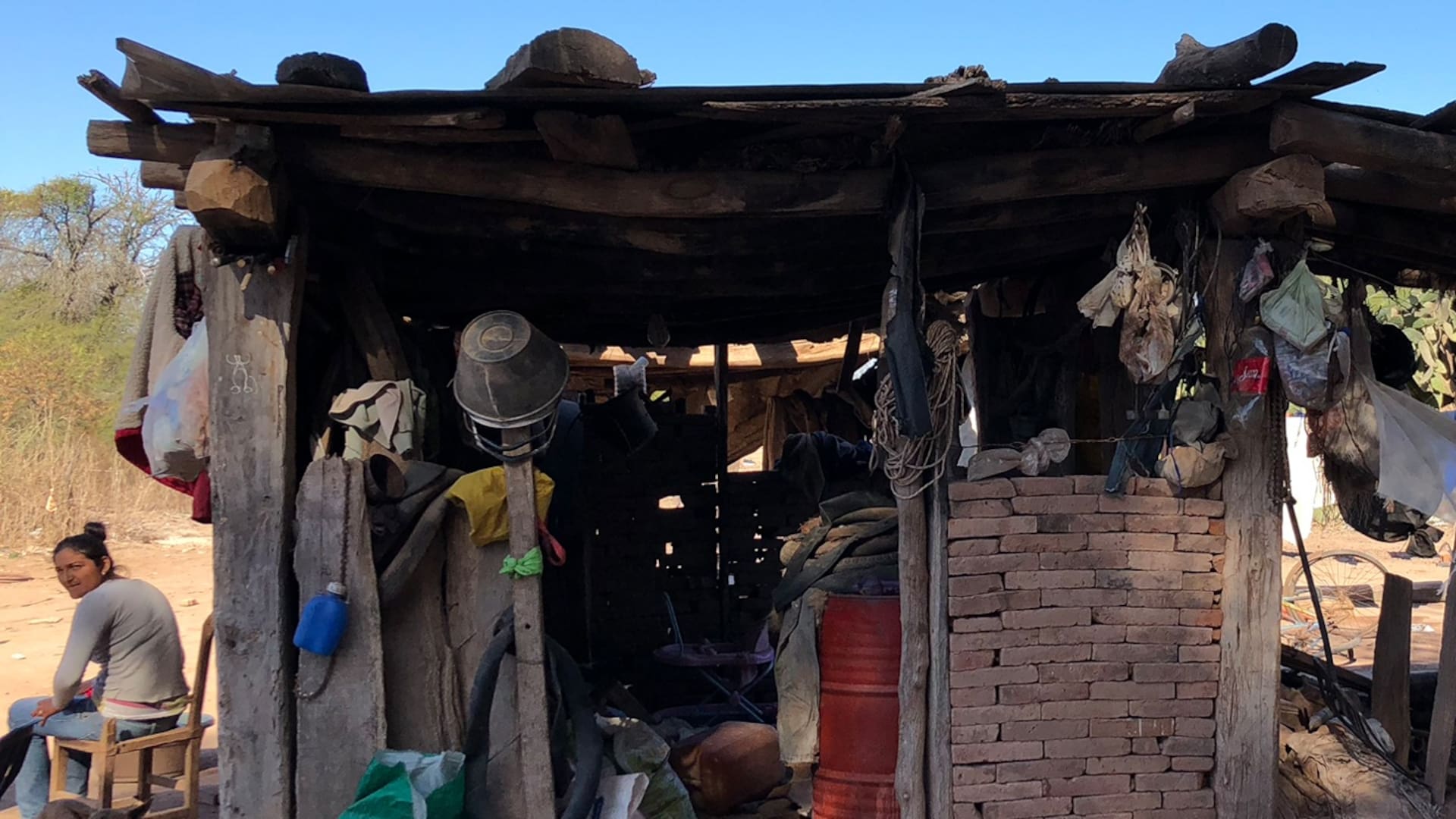 En Los Tigres, una familia de 18 personas vive en un rancho de ladrillos, palos y plásticos, entre la chatarra y los bichos