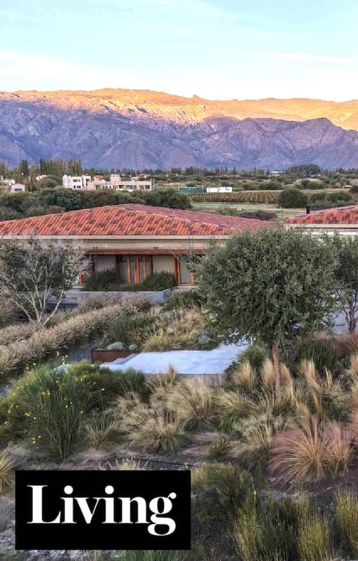 En Cafayate: una casa rodeada de viñedos con vistas totales a la cordillera