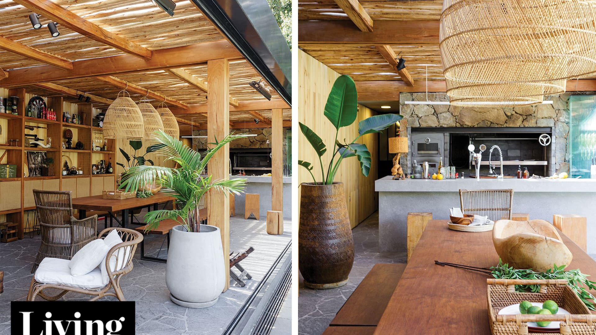 Una casa en Vicente López con gran diseño interior, sala de cine y quincho tropical