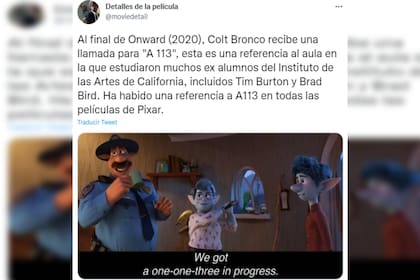 "A 113" aparecer en diversas películas de Pixar. Captura @moviedetail