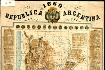 Un mapa de la República Argentina de 1869 con las 14 provincias de entonces