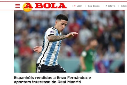 A Bola, el diario deportivo más importante de Portugal, refleja el interés de Real Madrid en Enzo Fernández