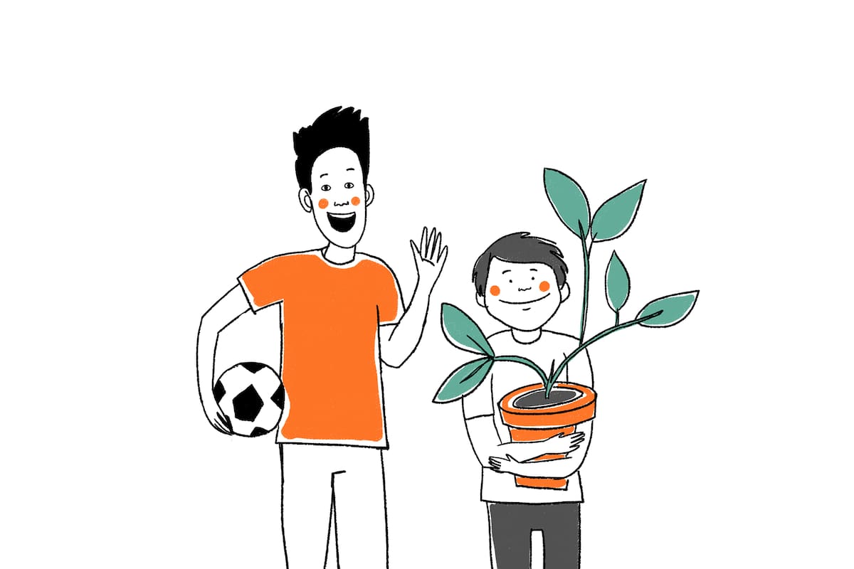 A Damián le encanta el fútbol y a Gonzalo las plantas