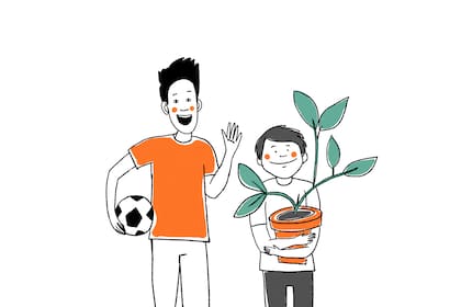 A Damián le encanta el fútbol y a Gonzalo las plantas