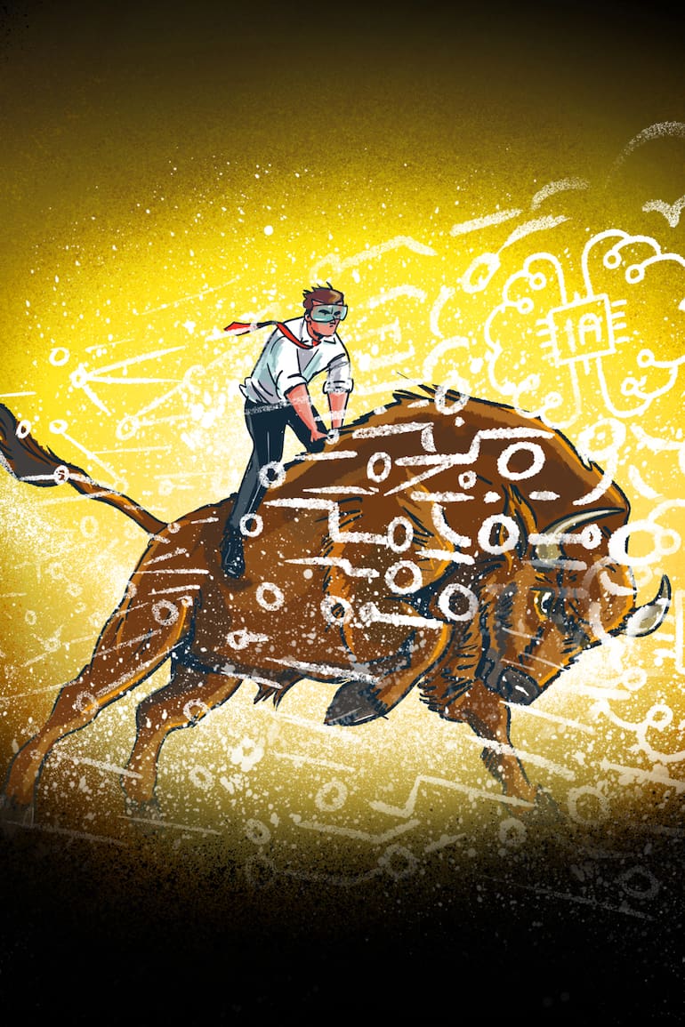 A diferencia de otros animales, cuando el bisonte percibe indicios de una tormenta de nieve, no intenta esquivar o resguardarse del temporal, sino que se dirige derecho hacia el centro de la tempestad