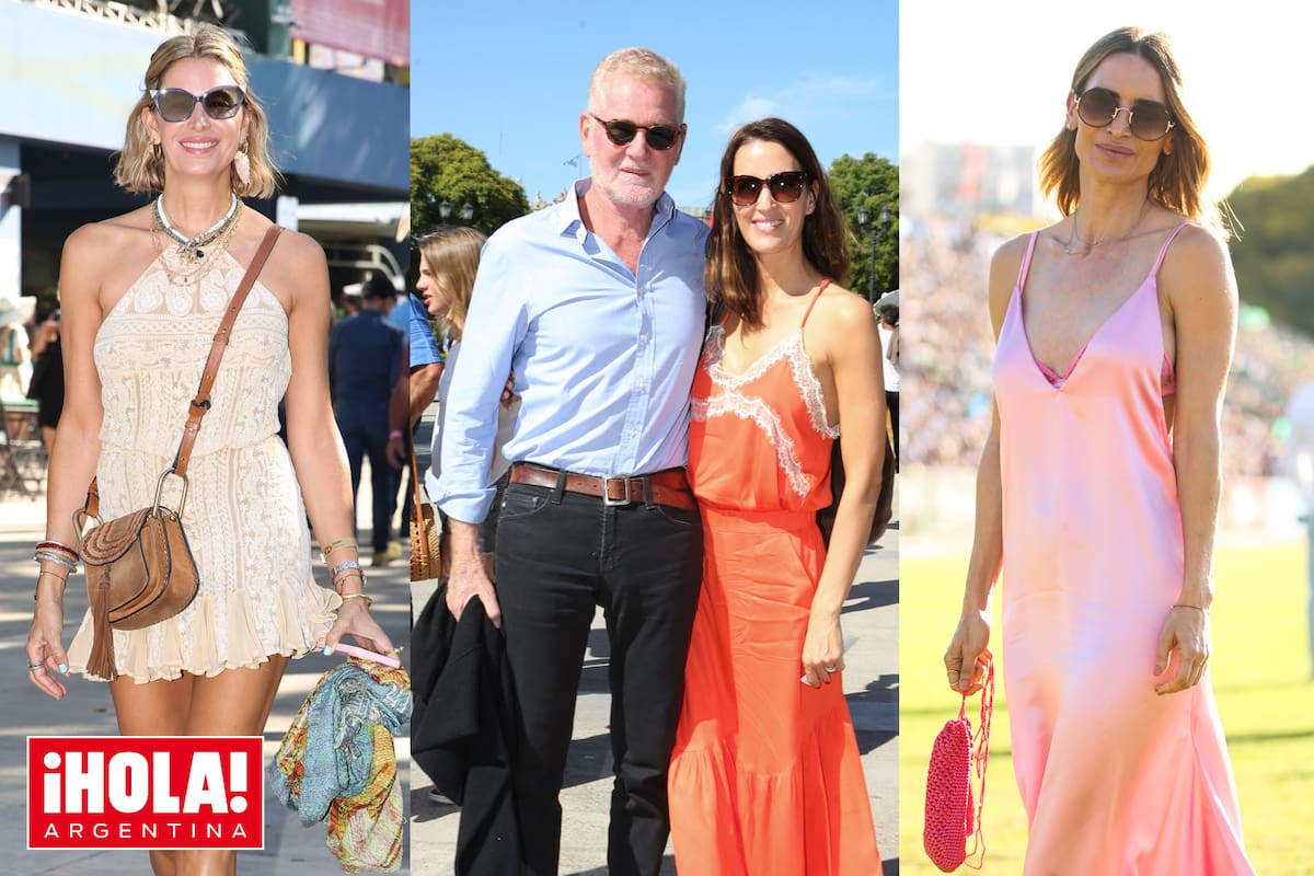 A diferencia de otros años, los looks en los palenques tuvieron más color. Dolores Barreiro; Francisco de Narváez y su mujer, Carolina Klemencic y María Vázquez.