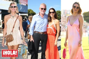 A diferencia de otros años, los looks en los palenques tuvieron más color. Dolores Barreiro; Francisco de Narváez y su mujer, Carolina Klemencic y María Vázquez.
