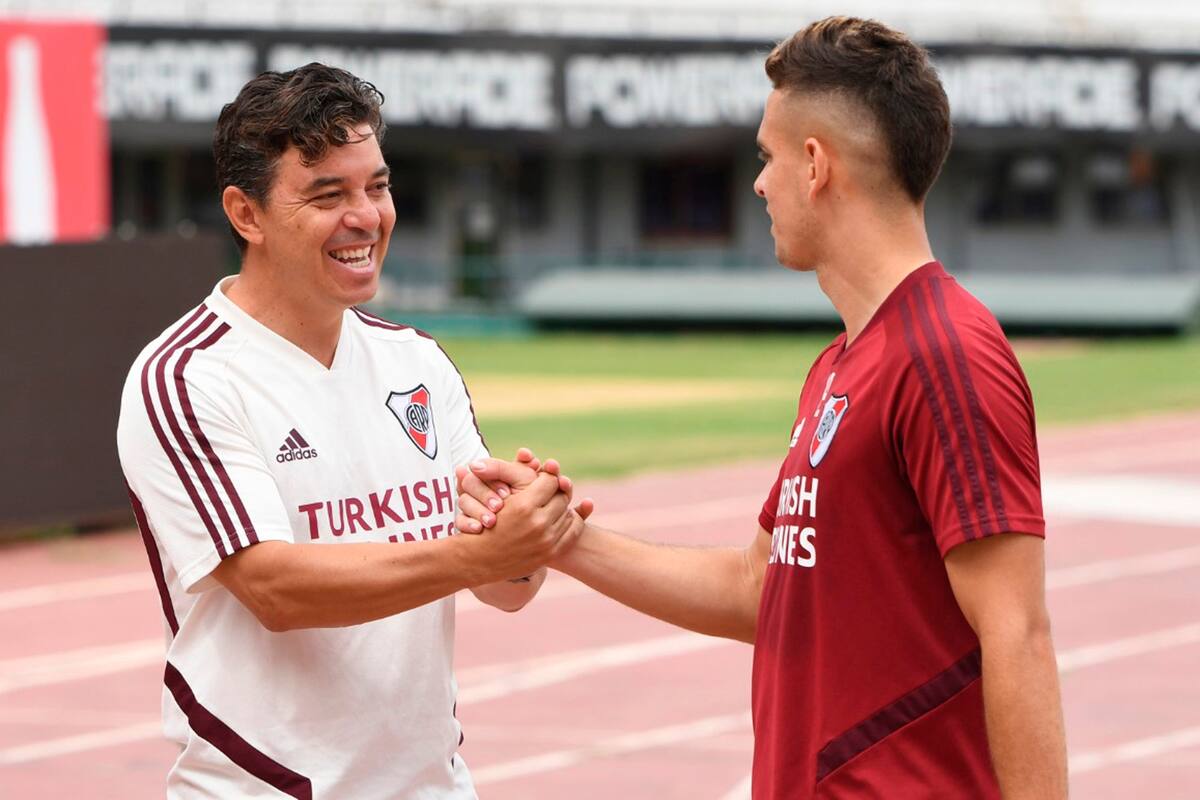 A Gallardo se lo vio activo y sonriente en la práctica de hoy de River