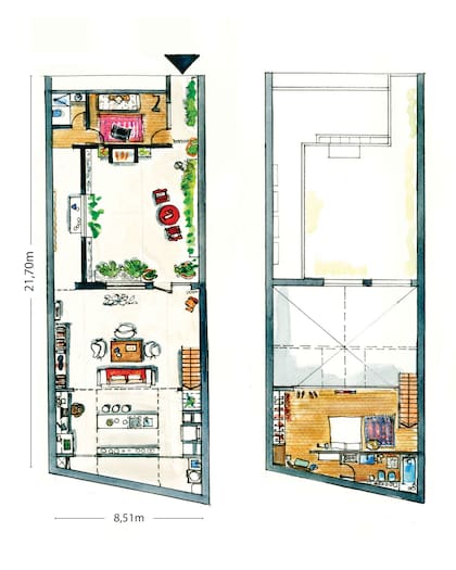 A la casa se entra vía el pasillo y el patio y, también, desde el consultorio.