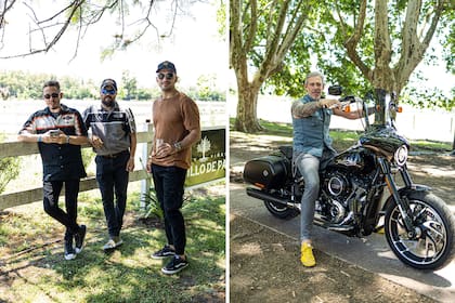 A la derecha, una Harley Davidson SportGlide