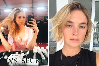 A la izquierda, Bridget Malcolm a sus 16 años en un desfile de Victoria's Secret