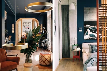A la izquierda, el espacio de Gaby López Monzón, creadora de C'est Moi Deco. A la derecha, espiamos el dormitorio dentro del departamento de Mado Studio.